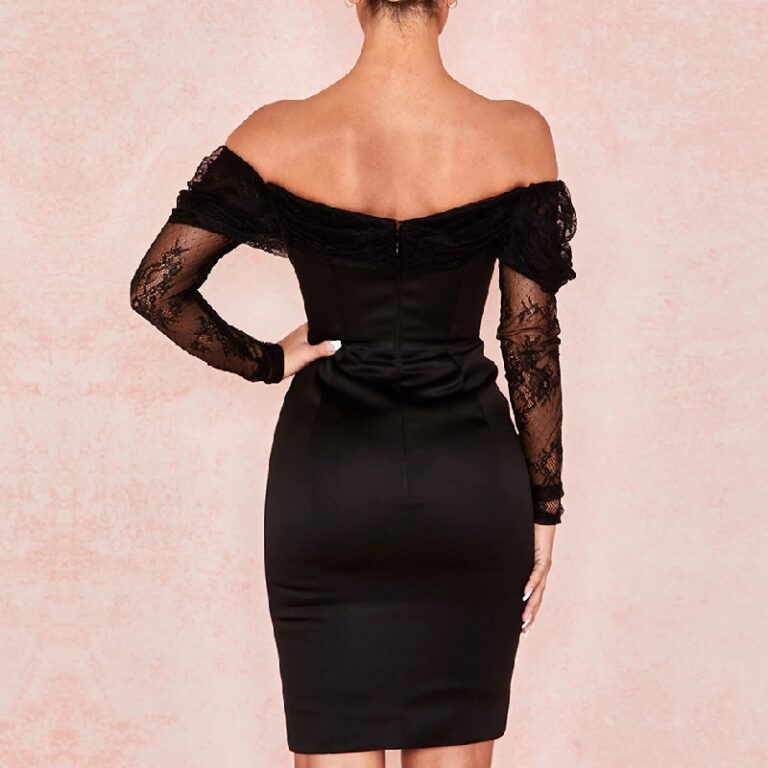 Off-Shoulder Sexy Lace Elegant Runway Bodycon Party Dress - TD Mercado