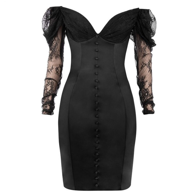 Off-Shoulder Sexy Lace Elegant Runway Bodycon Party Dress - TD Mercado
