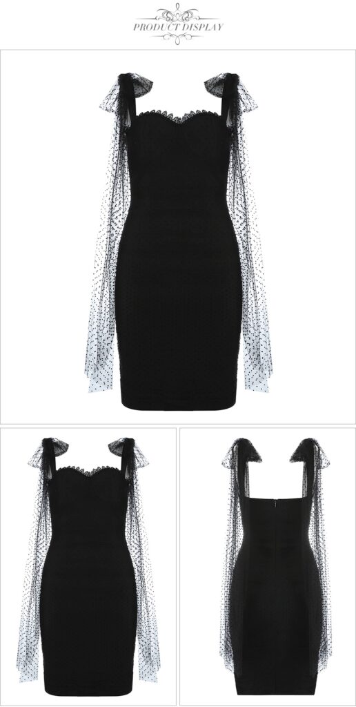 Sexy Spaghetti Strap Lace Bow Club Party Mini Bandage Dress - TD Mercado