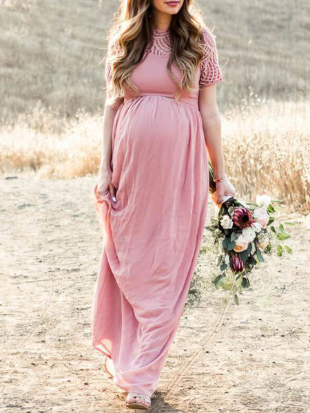 Short Sleeves Jewel Studded Asymmetrical Floor Length Maxi Dresses