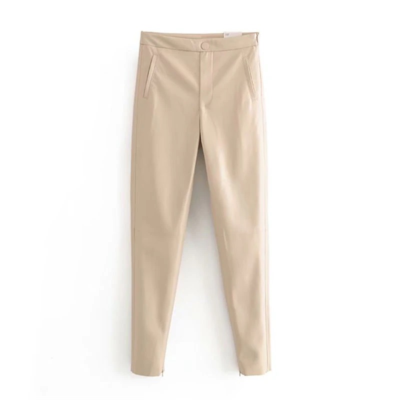 Zipper Pocket Decorate Long Trousers Plat Skinny Bottom Pants - TD Mercado