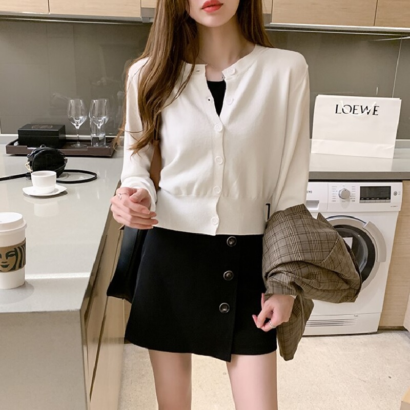 Casual Single Breasted Knitted Slim Button Sweater - Image 4