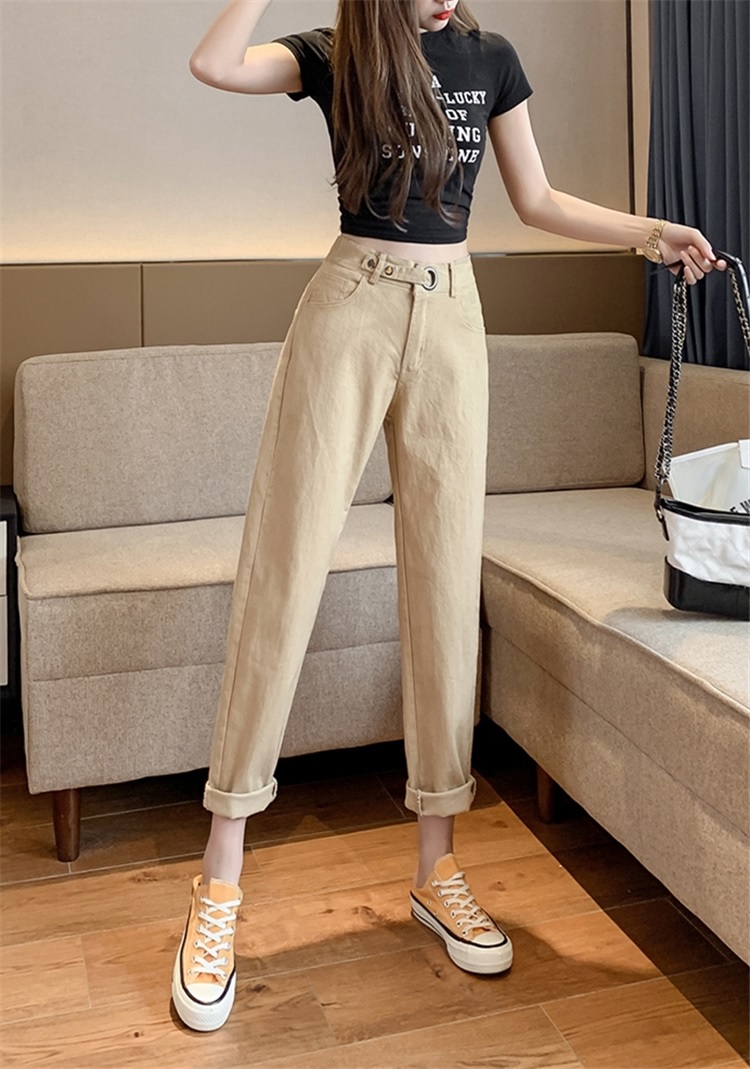 Casual Solid Fashion Flat Cargo Button High Waist Pants - TD Mercado
