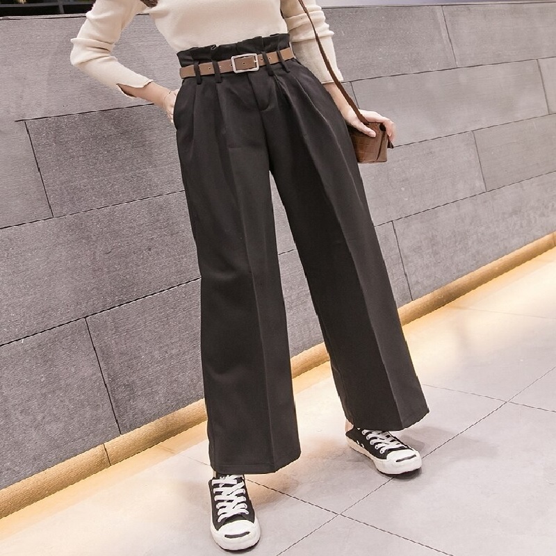 Casual Solid Fashion Wide Leg Button High Waist Pants - TD Mercado