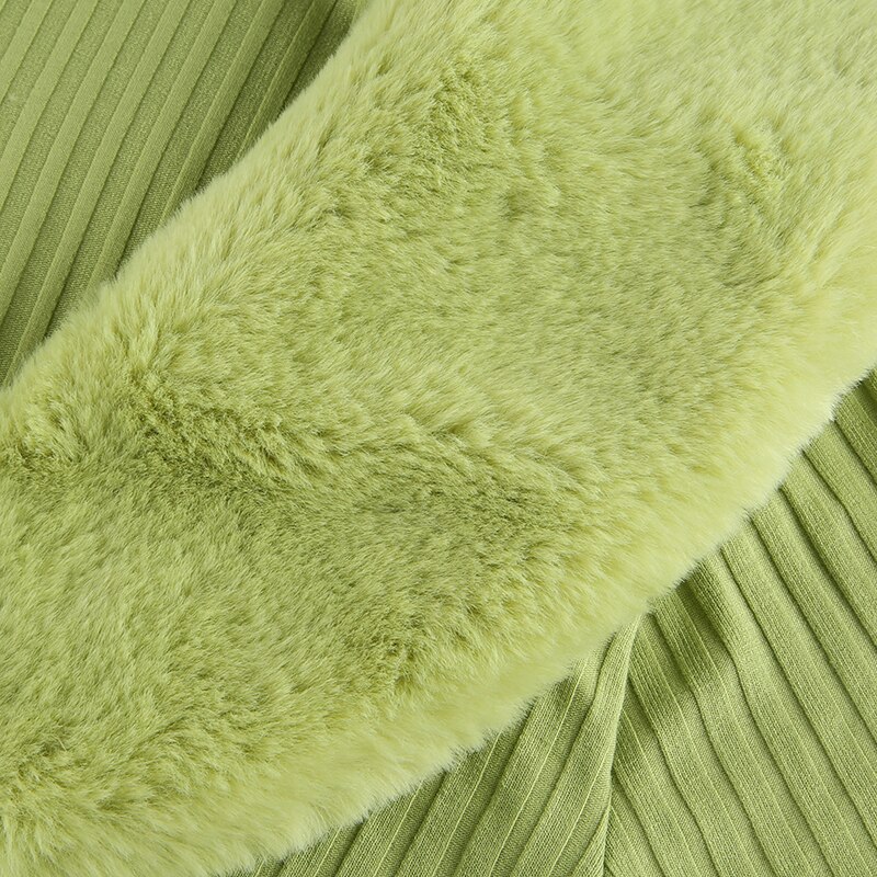 Faur Fur Patchwork V Neck Vintage Jumper Knitwear Cardigan - Image 10