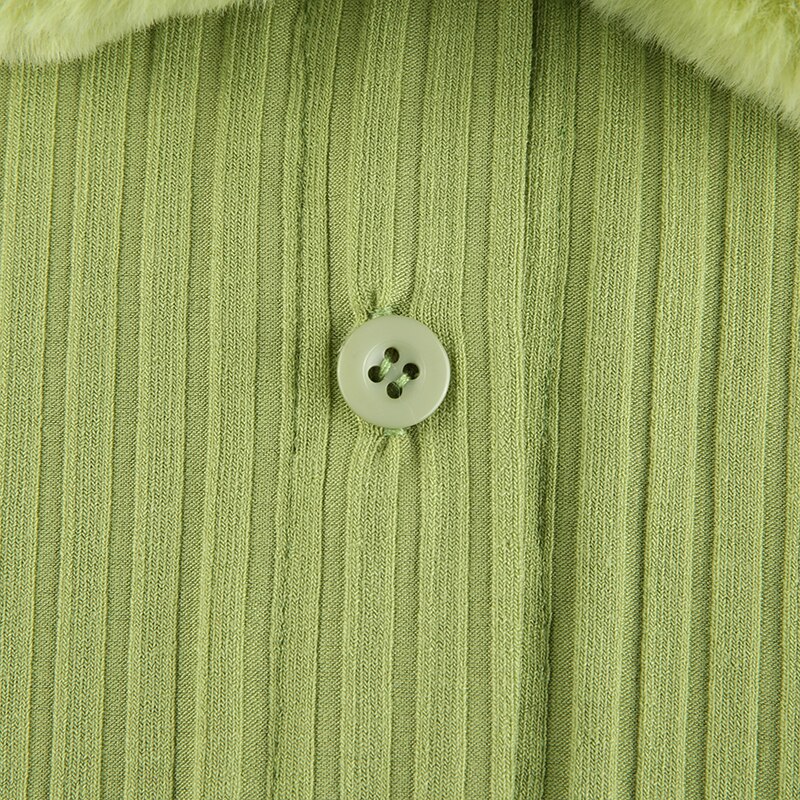 Faur Fur Patchwork V Neck Vintage Jumper Knitwear Cardigan - Image 13