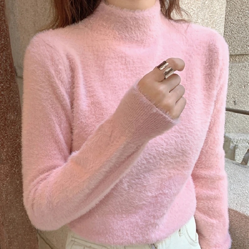 Long sleeve Solid Knitted Korean academic style Sweater - Image 2