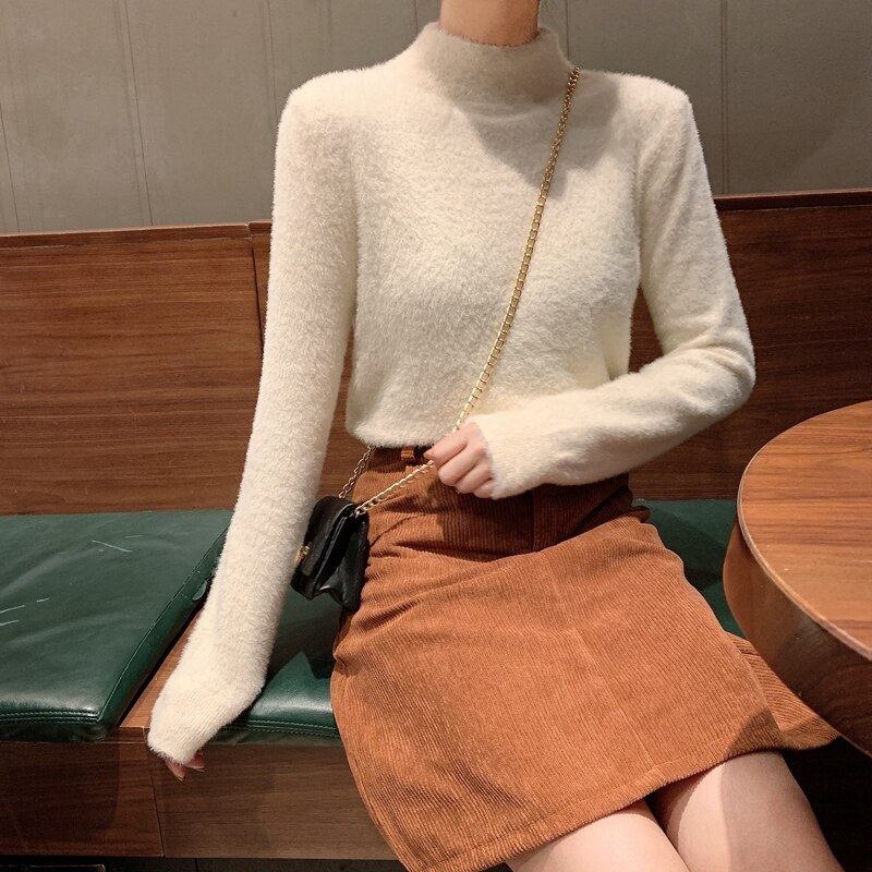 Long sleeve Solid Knitted Korean academic style Sweater TD Mercado