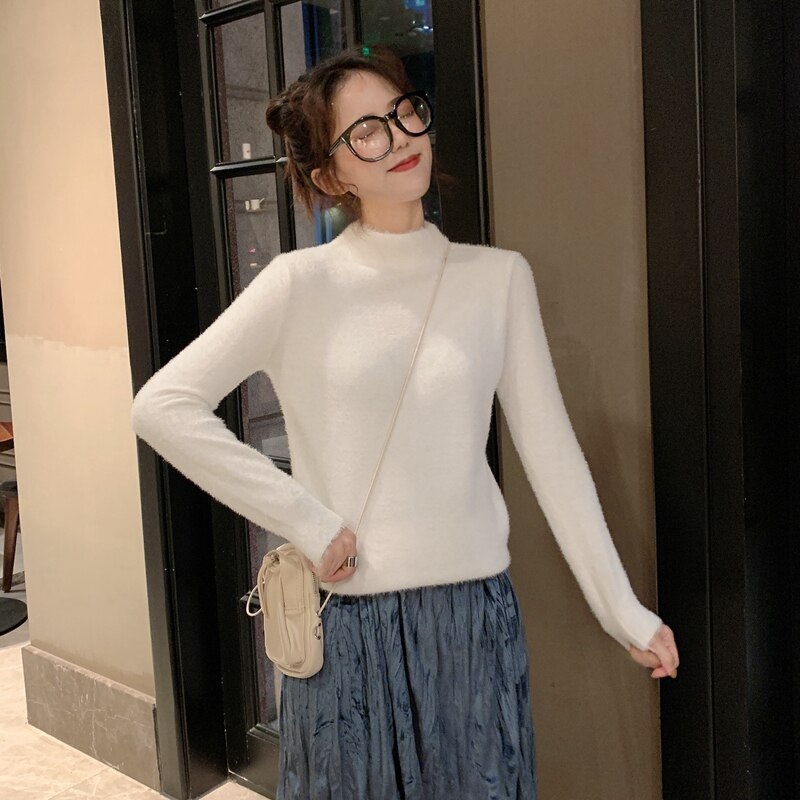 Long sleeve Solid Knitted Korean academic style Sweater - Image 5