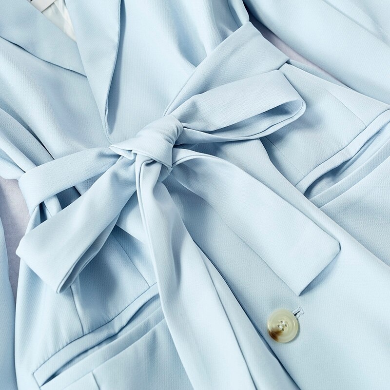 Sashes Tie Up Single Breasted Slim Suit Jackets - Image 6