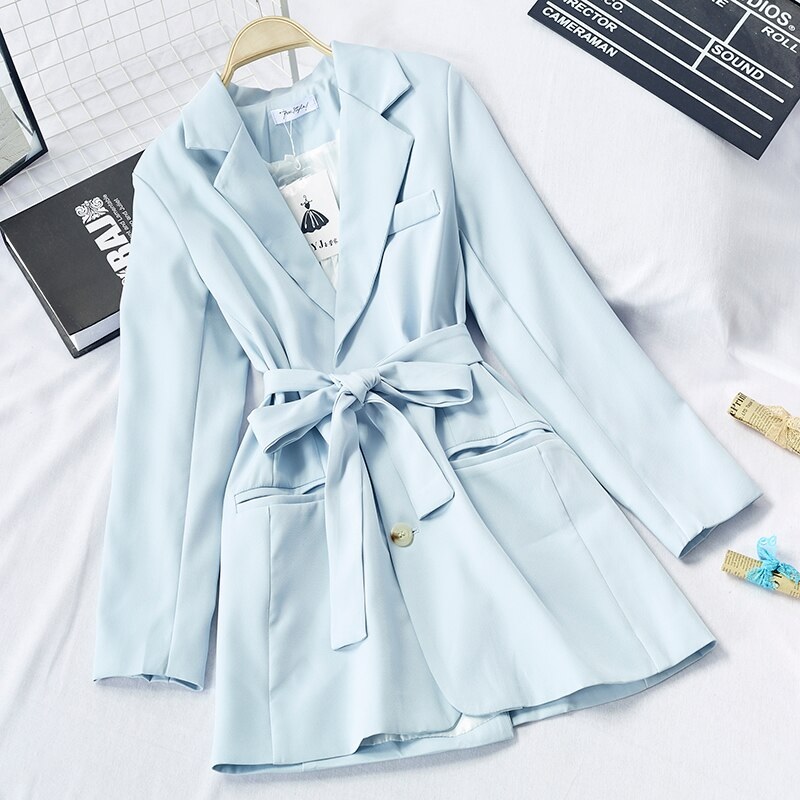 Sashes Tie Up Single Breasted Slim Suit Jackets - Image 2