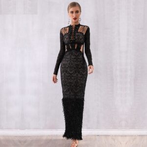 Sexy Lace Hollow Out Mermaid Celebrity Evening Party Dresses