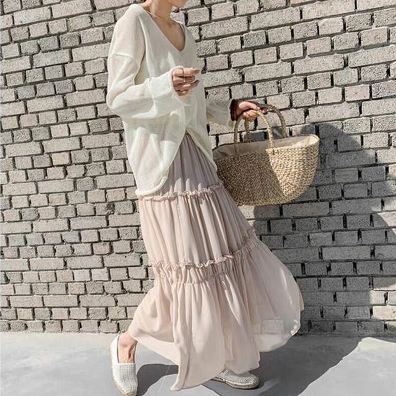 Sexy Solid V Neck Pullovers Cutout Oversize Elegant Jumpers - Image 3