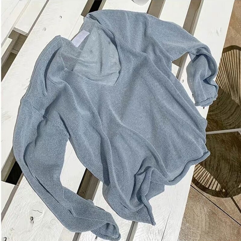 Sexy Solid V Neck Pullovers Cutout Oversize Elegant Jumpers - Image 4