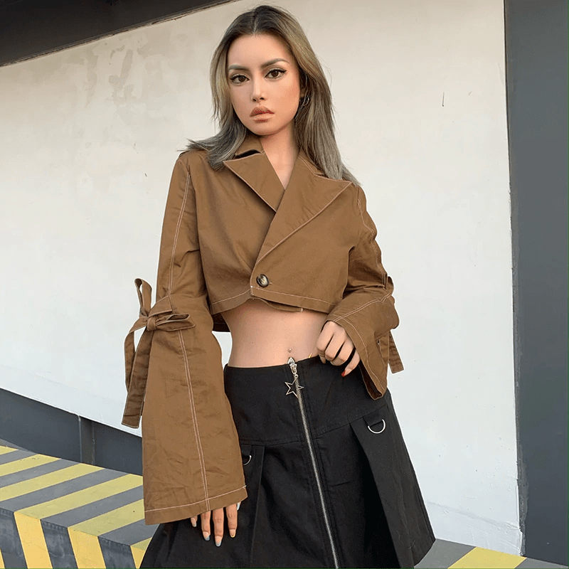 Turn-down Collar Outfit Gothic Punk Jackets - Image 4