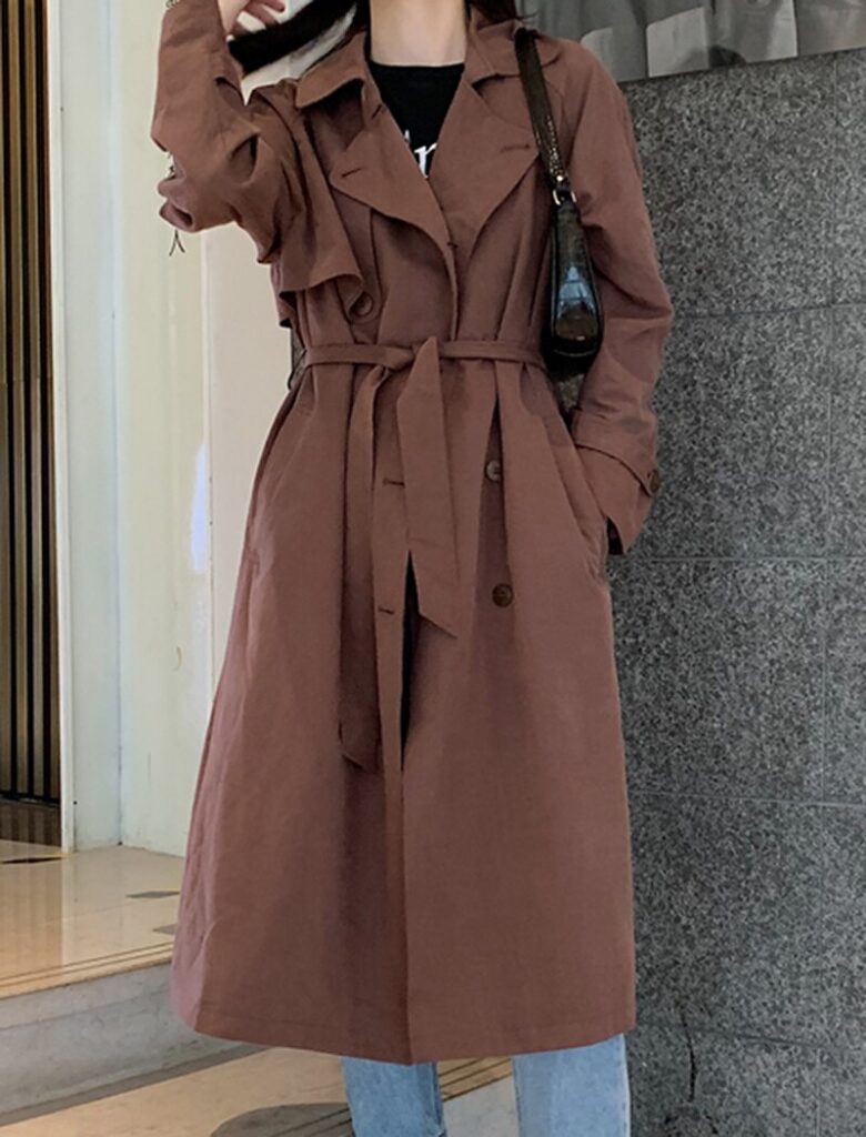 Solid Long Trench Batwing Long Sleeve Straight Coat - TD Mercado