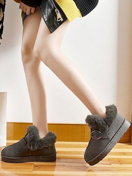 Ankle Micro Suede Upper Round Toe Snow Boot Cotton Shoes - Image 2