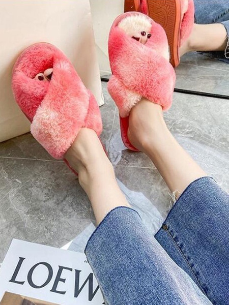 Boa Knitting Wool Upper Open Toe OIndoor Home Slippers Shoes - Image 6