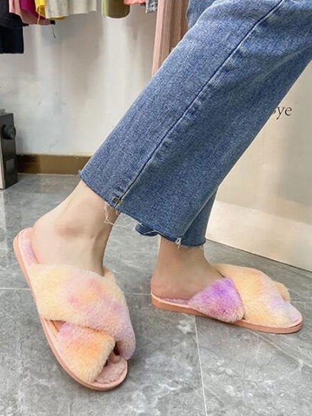 Boa Knitting Wool Upper Open Toe OIndoor Home Slippers Shoes - Image 9