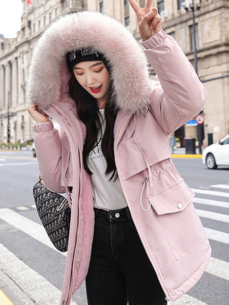 Hooded Lace Up Zipper Long Sleeves Coat - Image 7