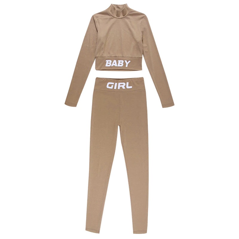 Sexy Letter Print Crop Top High Waist Elastic Bodycorn Two Piece Set - Image 23