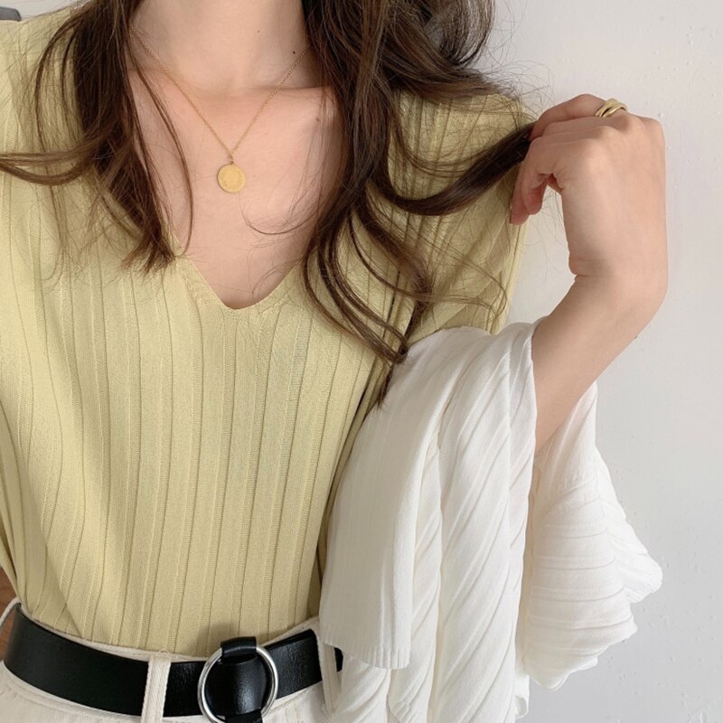 Striped Half Sleeve Basic Tops - Image 10