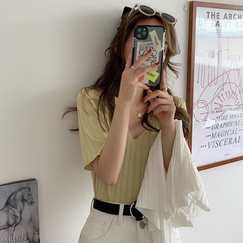 Striped Half Sleeve Basic Tops - Image 9