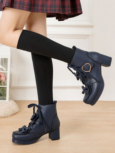 Sweet Bows Heart Buckle Round Toe Lolita Shoes - Image 8