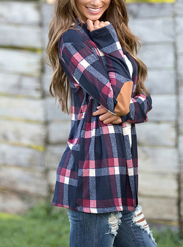 Casual Oversized Plaid Shirt With Elbow Patches – TD Mercado