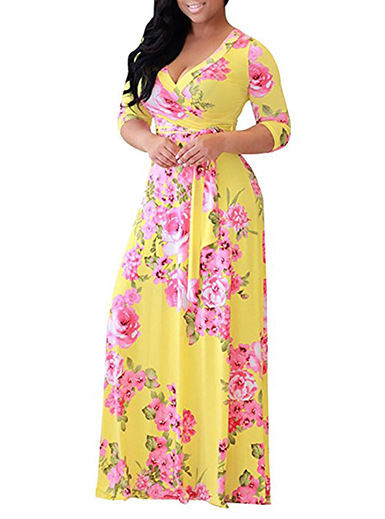Floral Wrap Empire Waist Maxi Dress - TD Mercado