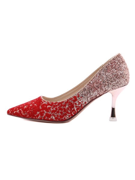 High Heel Pointed Toe Sequins Stiletto Evening Party Shoes - Image 3