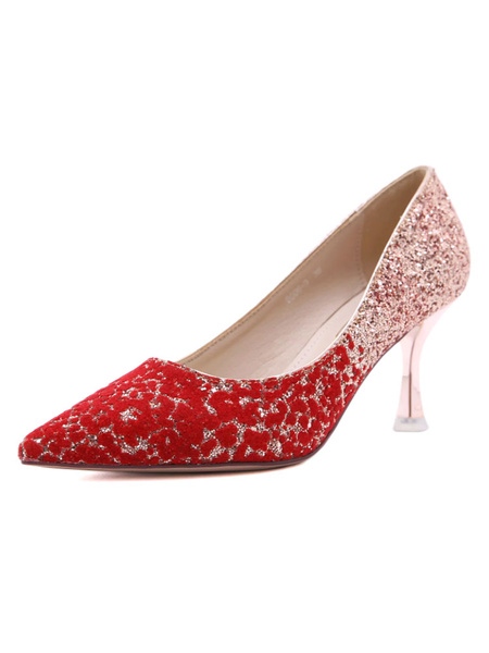 High Heel Pointed Toe Sequins Stiletto Evening Party Shoes - Image 4