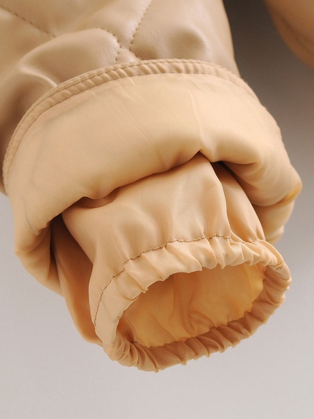 Leather Jewel Neck Long Sleeve Short Jackets - Image 3