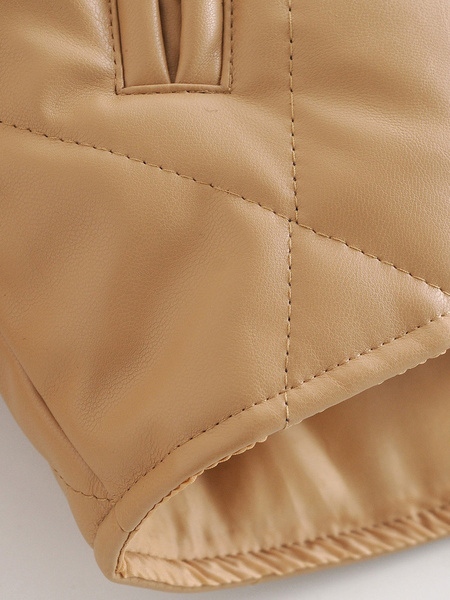 Leather Jewel Neck Long Sleeve Short Jackets - Image 4