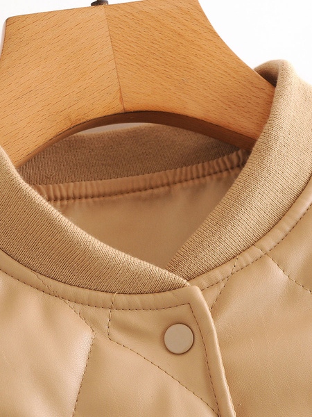 Leather Jewel Neck Long Sleeve Short Jackets - Image 5