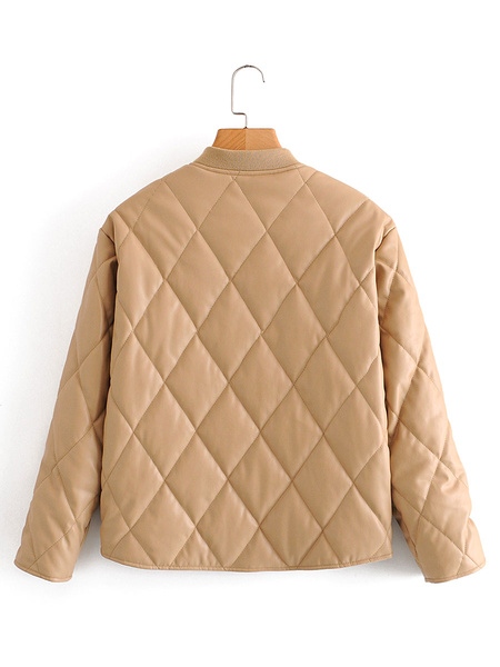 Leather Jewel Neck Long Sleeve Short Jackets - Image 8