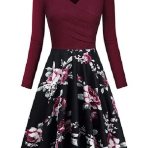 Sexy Wrap Top and Printed Skirt Dress