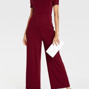 Solid Color Plain Off-shoulder Slash Neck Long Casual Jumpsuit