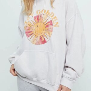 Cartoon Sun Graphic Print Drawstring Pullover Hoodie