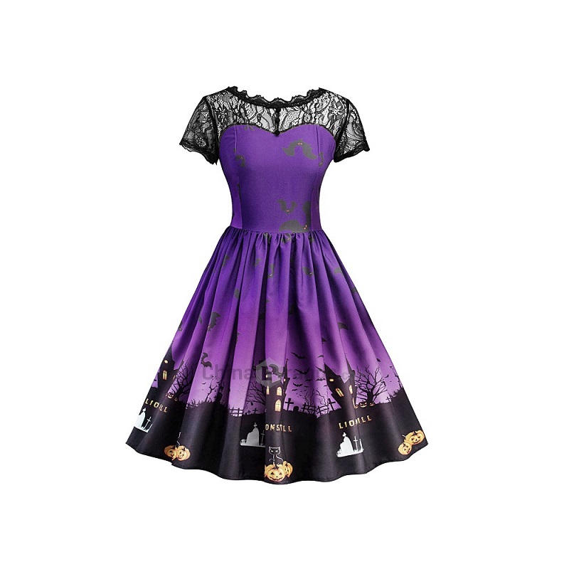 Halloween Vintage Lace Insert Pin Up Dress - Image 4