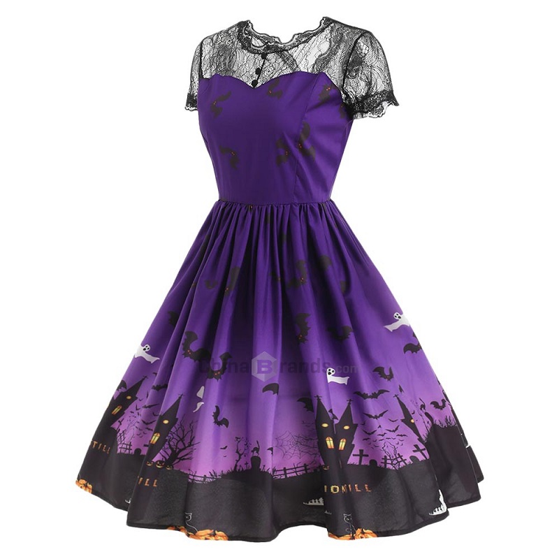Halloween Vintage Lace Insert Pin Up Dress - Image 5