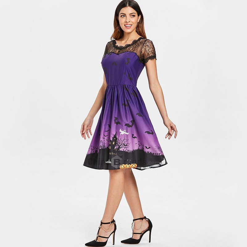 Halloween Vintage Lace Insert Pin Up Dress - Image 2