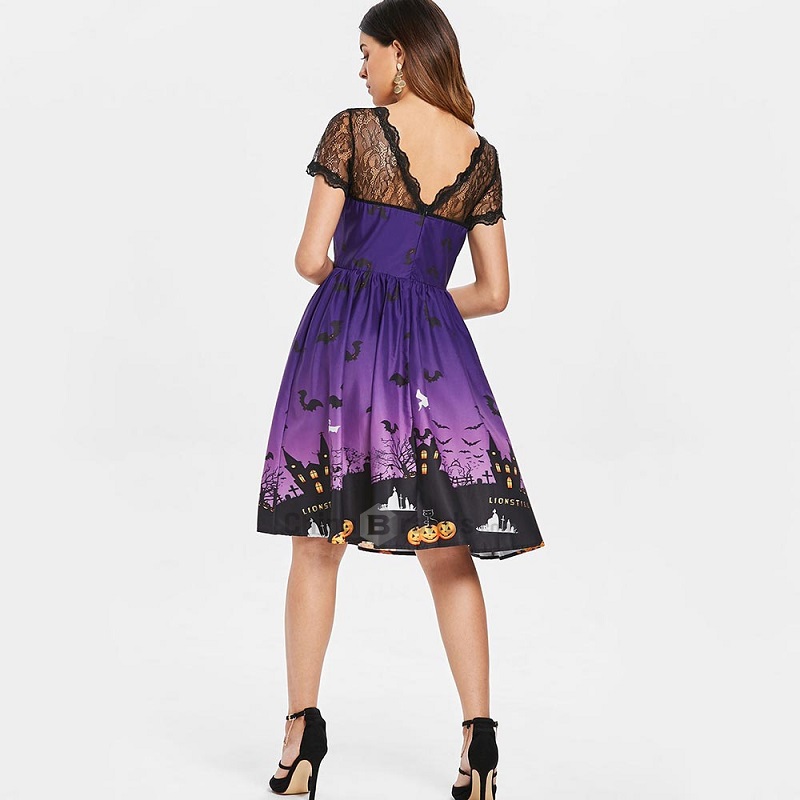 Halloween Vintage Lace Insert Pin Up Dress - Image 3