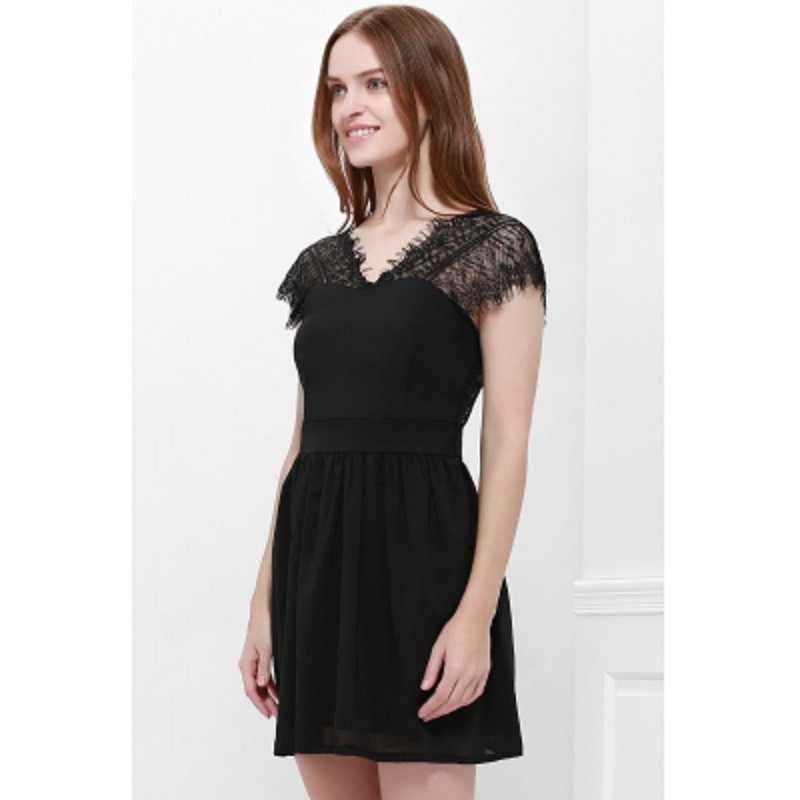 Lace Panel Back Cutout Mini Club Dress - Image 5
