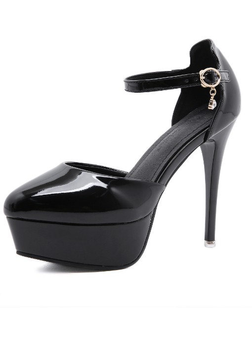 Patent Leather Round Toe Platform Heels - Image 5