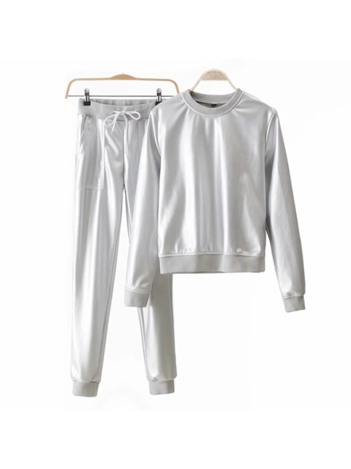 Popular Solid PU Two Piece Outfits - Image 3