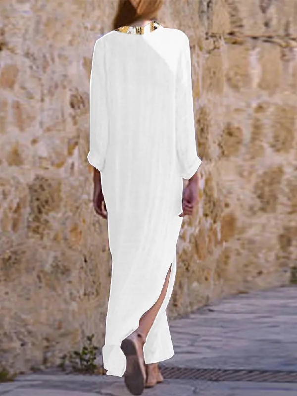 Bohemian V Neck Floral Print Beach Holiday Split Maxi Dress - Image 2