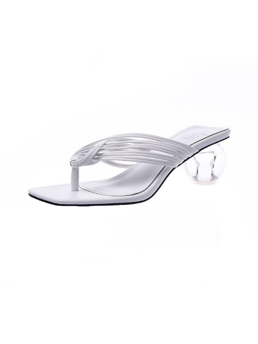 Clear Chunky Heel Flip Flop Slippers - Image 4
