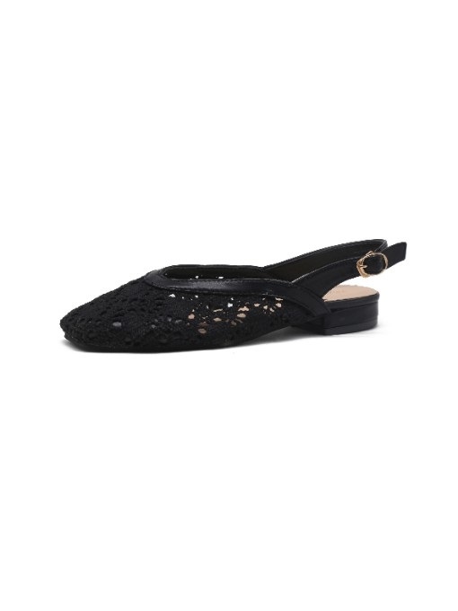 Fashion Round Closed Toe Hollow Out Flats - Image 6