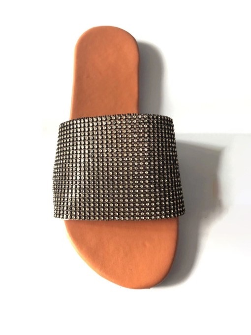 Glitter Rhinestone Open Round Toe Slipper - Image 2